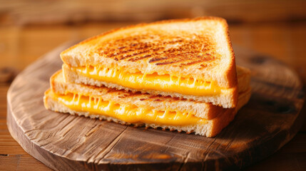 Warm and delicious grilled cheese sandwiches. Toasted cheese, cheese sandwich, toasted sandwiches. Concept for National Grilled Cheese Sandwich Day, April 12. 