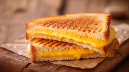 Warm and delicious grilled cheese sandwiches. Toasted cheese, cheese sandwich, toasted sandwiches. Concept for National Grilled Cheese Sandwich Day, April 12. 
