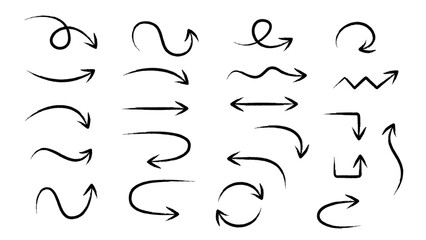 Collection of directional arrows in hand-drawn doodle style