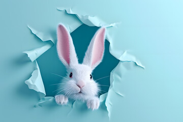 Easter bunny on blue background