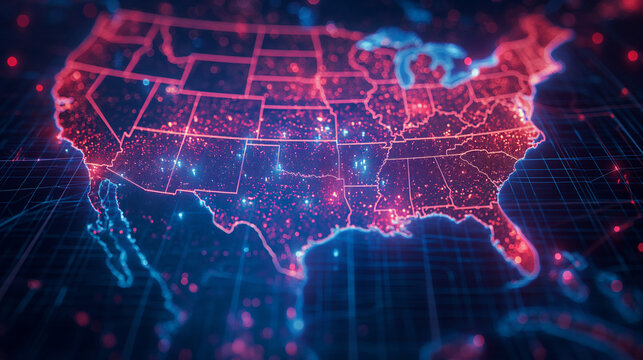 Red and Blue Map of the United States