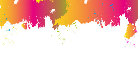 Holi festival happy India carnival of colors. Multicolored splashes from above. Banner Design Flyer postcards. Vector illustration...