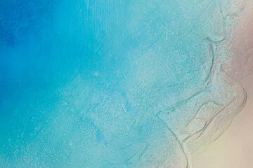 Blank abstract painting background, beach themed, blue and orange gradient, acrylic paint on textured canvas, summer concept.