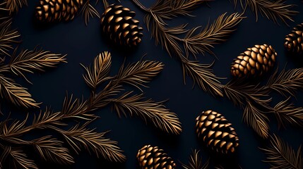 Fototapeta premium seamless background with coniferous branches pattern, coniferous, fir, 