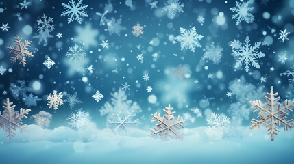 Naklejka na ściany i meble Wonderful scene formed by snowflakes, winter background