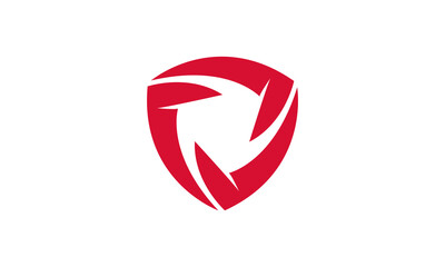 shield red triangle icon logo 