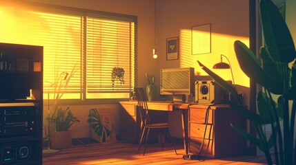Tranquil Study Corner, Designed for Lofi Music, Enchants the Mind with Calming Melodies