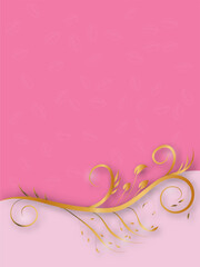 pink leaves background with luxury golden elements vector illustration