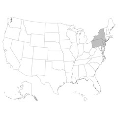 Fototapeta premium USA states Mid-Atlantic regions map.