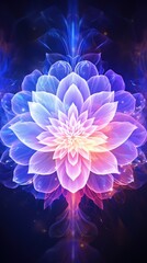 Colorful neon light color lotus flower spiritual meditation