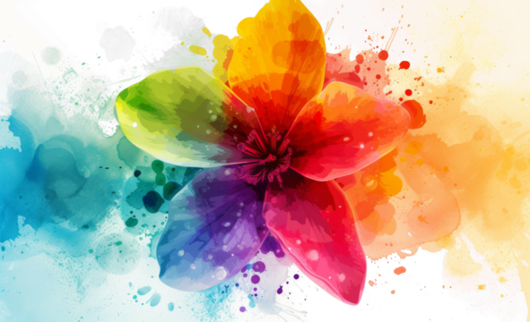 Multicolor Watercolor Flower Splash - Powered by Adobe