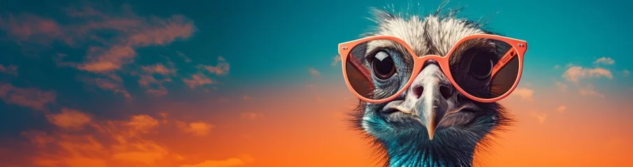 Keuken spatwand met foto ostrich wearing sunglasses © Photo And Art Panda