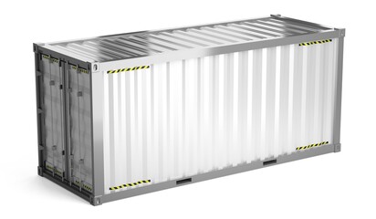 White shipping container on white background - 3D illustration