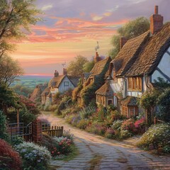 A Nostalgic Tapestry: A Village Enchanted by Time, Where Thatched Cottages Embrace the Past