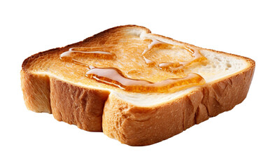 Toasted bread slice with honey isolated on transparent background.