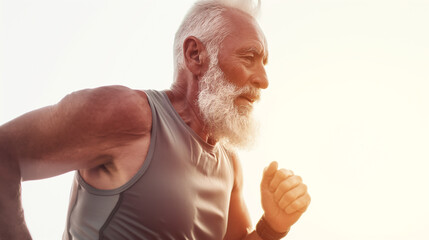 an image of an old man running, exercising, showing that Age is Just a Number, Embracing Fitness at Every Stage of Life