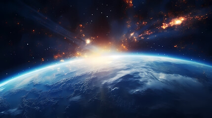 Earth in the cosmic sky, abstract space background of a planet in the universe