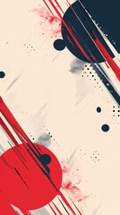 Abstract Red, White, and Black Stripes with Ink Splashes