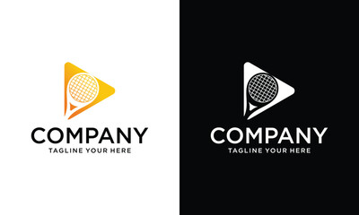 Tennis Sport Club Emblem Logo Design Editable Vector Graphics - obrazy, fototapety, plakaty