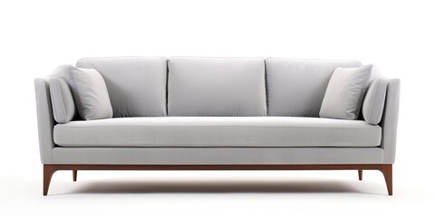 Contemporary grey sofa isolated on white background.
