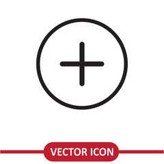 Obraz premium Plus vector icon, simple flat add liner illustration on white background..eps