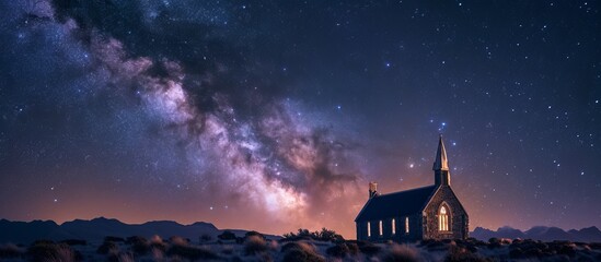 Celestial Convergence: Where Faith Ascends Amidst Starlight Serenades and Divine Whispers - obrazy, fototapety, plakaty