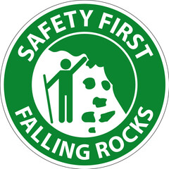Safety First Sign, Park Sign and Guide Sign, Falling Rocks