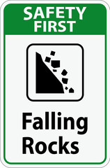 Safety First Sign, Park Sign and Guide Sign, Falling Rocks