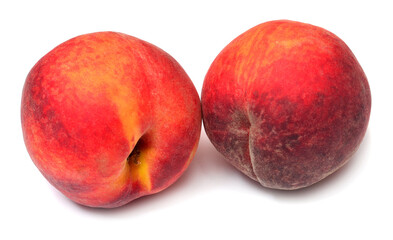 Two peaches isolated on white background