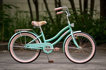 Obraz premium retro cyan bicycle on a dark background
