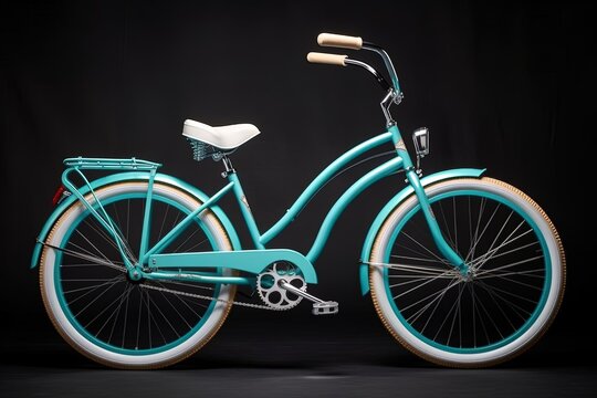 retro cyan bicycle on a dark background