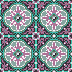 Seamless Portuguese and Spain luxury modern style abstract colorful ancient traditional design.