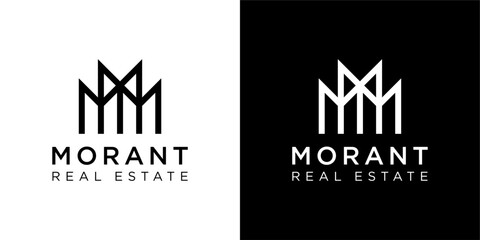 monogram logo letter M with building shape. icons for business, buildings, real estate.