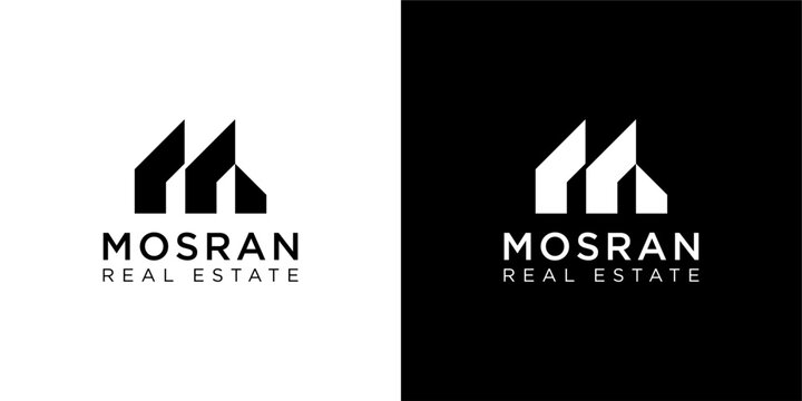monogram logo letter M with building shape. icons for business, buildings, real estate.