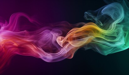 Colorful smoke is displayed on a black background