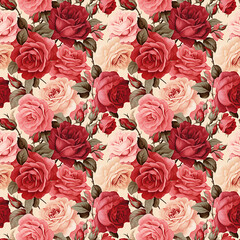 Oil Painting Flower Seamless Pattern - 723458413