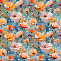 Oil Painting Flower Seamless Pattern