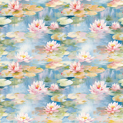 Oil Painting Flower Seamless Pattern - 723458427