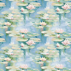 Oil Painting Flower Seamless Pattern - 723458428
