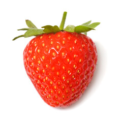 One strawberry macro isolated on white background