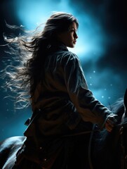Obraz premium Elegant beauty of a cowgirl: grace meets grit, prairie echoes with the allure of a free-spirited, beautiful woman serene charm of a pretty girl, portrait of grace.