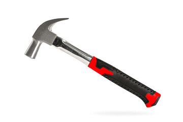 Hammer with red and black isolated on white background.
