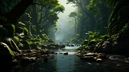 Fotobehang a dense tropical jungle © Pablo
