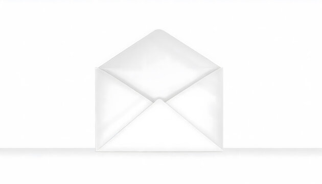 Weiß in weiß, geöffneter klassischer Briefumschlag, heller neutraler Hintergrund