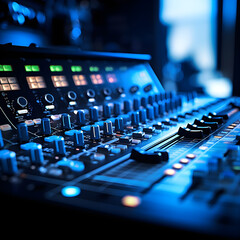 Close-up shot of EQ Control Panel on High-Performing Audio Mixer