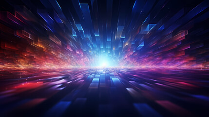Obraz premium Future digital technology, abstract digital waves and particles on dark background