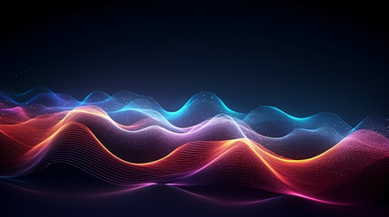 Future digital technology, abstract digital waves and particles on dark background