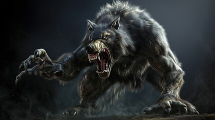 Obraz na płótnie Canvas Enchanting Werewolf in the Night: A Captivating Vector Illustration for Fantasy and Horror Concepts