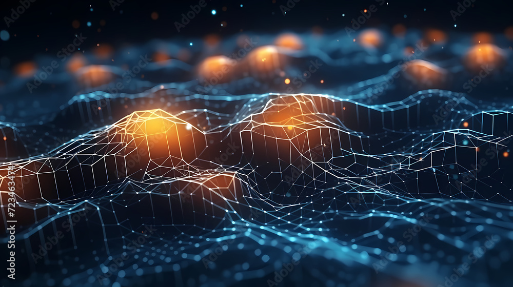 Aufkleber digital technology particles abstract background, abstract analysis visualization