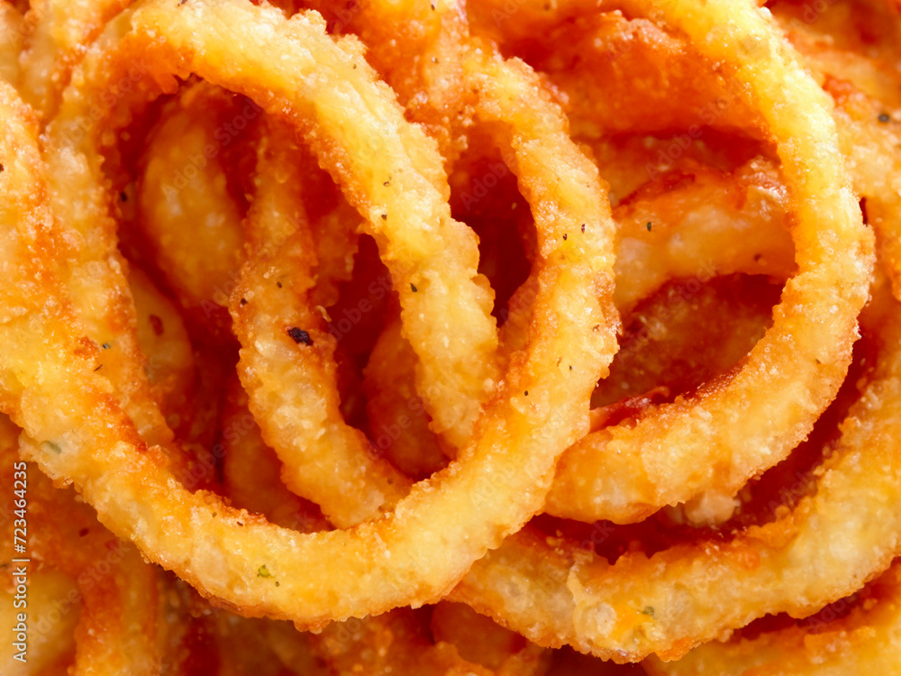 Sticker fried onion rings on white background